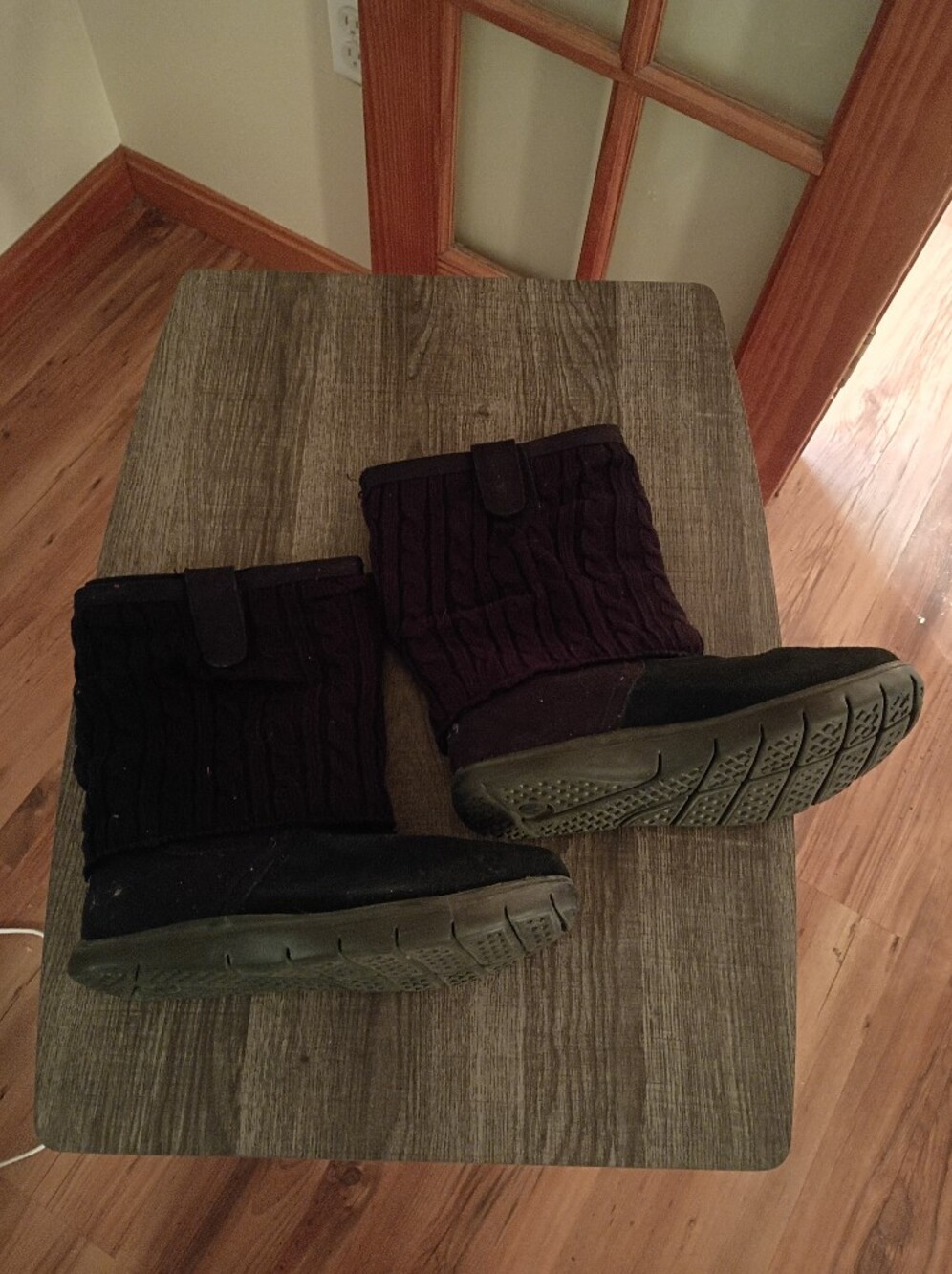 Women's Black Knit Mid-Calf Winter Boots with Slip-On Tab